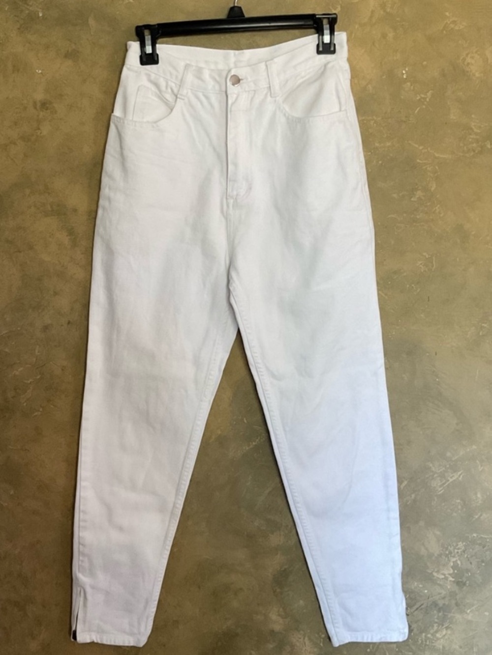 Vintage 90s Ankle Zip High Waisted White Denim Jeans